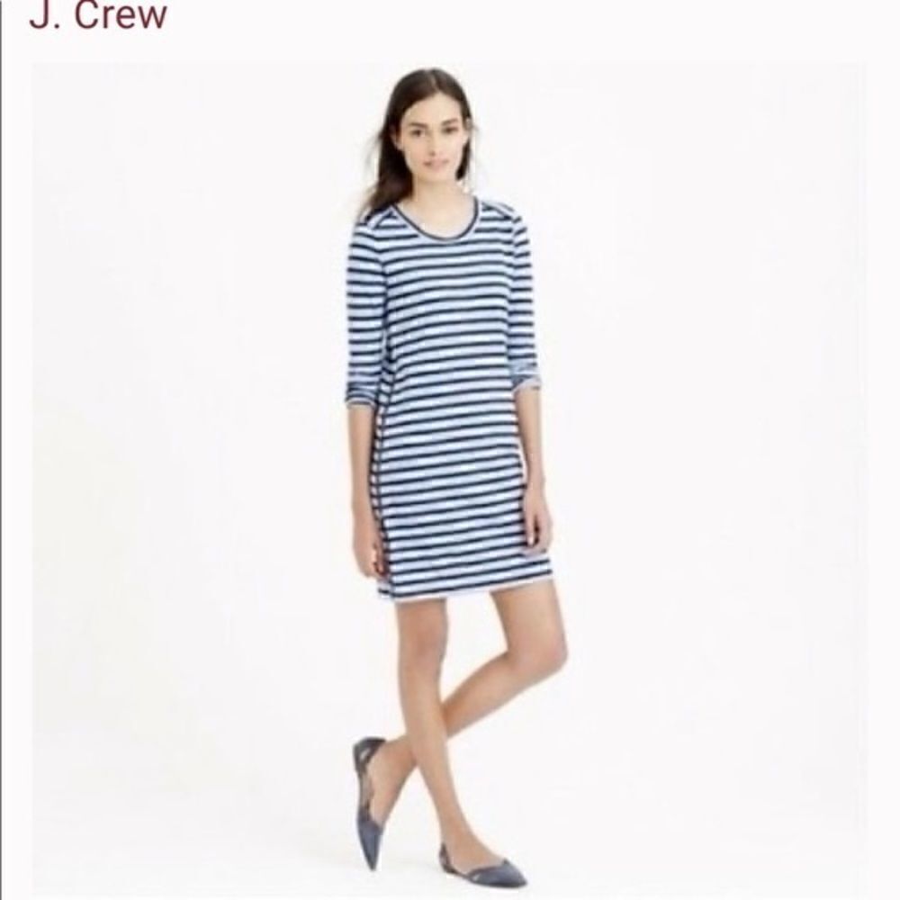 J. CREW | Striped navy and heather blue Side zipper Shift Dress | extra Small